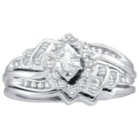14kt bijeli zlatni markizni dijamant Bridal Wedding prsten set CTTW