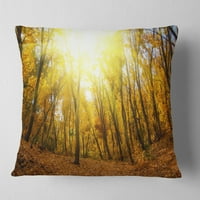 Designart žuta jesenja šuma na suncu - jastuk za bacanje šuma-18x18