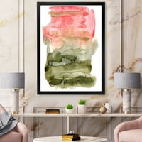 Designart' crveno ružičasti i zeleni apstraktni oblaci ' moderni uokvireni umjetnički Print