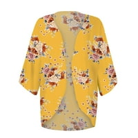 Puawkoer kardigan Kimono za žene Plus Veličinestreet uzročni modni Kimono ženski vrhovi s Žuti