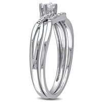 Miabella ženski karat T. W. Diamond Sterling Silver Crossover Svadbeni prsten Set