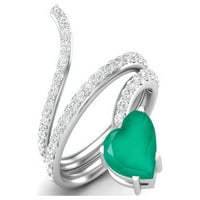 Oblik oblika srca Obilazak prstena prirodno zeleno na srebrnim ženskim prstenovima
