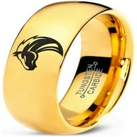 Volfram konj Bronco Konjički prsten za muškarce žene Comfort Fit 18k kupola od žutog zlata polirana