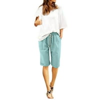Ležerne kratke hlače za žene ljetna pamučna posteljina Plus Veličina s visokim strukom vezivanje na plaži