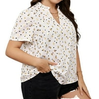 Žene Plus bluze Casual svuda Print urezani Top 2XL bijeli