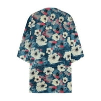 Zimske jakne za žene, Ženski cvjetni Print lisnati rukav Kimono kardigan labavi šifon Cover Up Casual