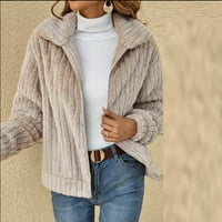 GDFUN ženska modna jesen i zimski plišani kardigan sa kratkom jaknom sa patentnim zatvaračem - zip up