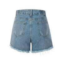 Ženske hlače Prodaja Žene Trendovi Ležerne prilike Solid Jeans Pocket Hlače Holice Ženske traperice Plava