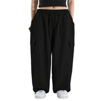 SUNISERY padobranske pantalone za žene vrećačaste teretne hlače Žene nisko struk sa džepovima nacrtajući Y2K pantalone