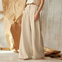 TKing Fashion ženske ljetne lanene pantalone veće veličine Casual labave pantalone sa širokim nogama visokog