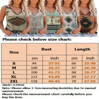 Avamo Ladies T Shirts Tank Tops Geometrijski Print Vest Women Boho Pulover Plaža Tee Svijetlo Plava S