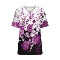 fartey ljetne majice za žene cvjetni Print kratki rukav Casual bluze prostran Fit bočni prorez Hem V vrat