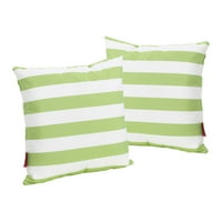 Noble House Hawthorne Water otporni na tkaninu prugaste kvadratne bacanje jastuka, set od 2, zelena
