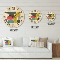Designart 'Sažetak šareni geometrijski umjetnički kolaž II' Moderni drveni zidni sat