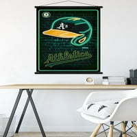 Oakland Athletics - zidni Poster neonske kacige sa magnetnim okvirom, 22.375 34