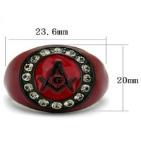 Nerđajući čelik crveni i crni Ion Platirani kristalni masonski masonski prsten veličine 12