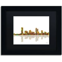 Zaštitni znak Likovna umjetnost Milwaukee Wisconsin Skyline Umjetnost platna Marlene Watson crna mat,