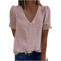 Ljetna ušteda čišćenje ženske puls veličine ljetnih vrhova čipke T majice v bluza izreza Vintage Elegantna