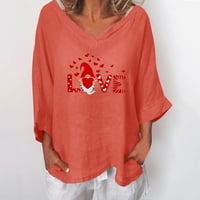 Ženski vrhovi i bluze Žene Valentine V-izrez Ležerne prilike pamučne džumbene vrhove Jezici Heart Majica
