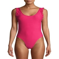 Juicy Couture ženski Jednodijelni kupaći kostim s ruffle rupom i rebrastom izradom