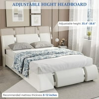 Okvir kreveta u punoj veličini sa uzglavljem sa LED svjetlom, tapaciranim krevetom na platformi, podesivim