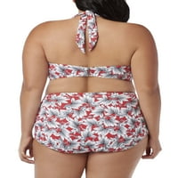 Ženski dvodijelni Glam Set za plivanje u bikiniju visokog struka veće veličine