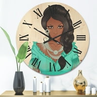 Designart 'portret Afro američke žene XVI' Moderni drveni zidni sat