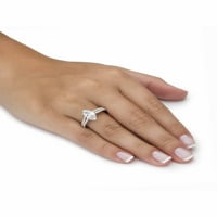 PALMBEACH nakit Bijeli kubični zirkonij 2-komadni mladenkini vjenčani prsten set u platinama obloženom