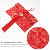 Kineska novogodišnja crvena koverta zlato žigosanje brokata crvenih džepova