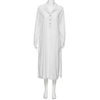 Haljine za žene Žene Dugih rukava Pulover Maxi Duge košulje Haljine White L