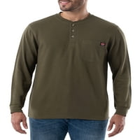 Wrangler radna odjeća Muška i velika Muška džepna Henley košulja dugih rukava, veličine s-5XL
