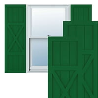 Ekena Millwork 18 W 51 H True Fit PVC Centar X-Board seoska kuća sa fiksnim nosačem, Viridian Green