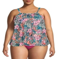 Del Raya ženski Plus Size Tropski Halter Tankini kupaći Top