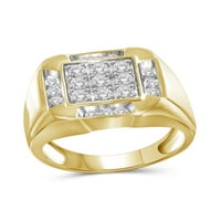 1. Carat T.W. Bijeli dijamantski 10k žuti zlatni muški prsten
