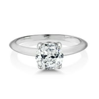 Gem Stone King Sterling Srebrna Bijela cirkonija Solitaire zaručni prsten za žene