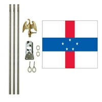 Poliesterska Zastava Holandskih Antila sa kompletom stubova za stopala; sadrži poliestersku zastavu, aluminijumski stub dugog prečnika i nosač