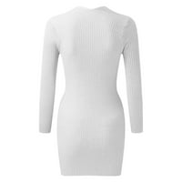 Ženski dugi rukav Slim kvadratni vrat pletene džemper haljina ljetne haljine plus veličine ljetne haljine