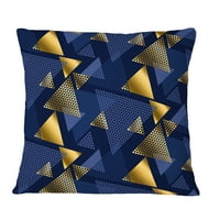 Designart Retro Luxury Waves in Gold and Blue IX ' Mid - Century Modern Throw jastuk-16x16