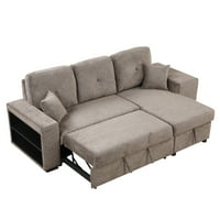 Euroco L-Oblikovani kauč na razvlačenje sa bočnim policama i stolicama, reverzibilni kauč na kauč na razvlačenje