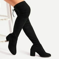 Alueeu Ženske cipele sa višim čizmama Ženske čizme Bedrine visoke čizme za žene crne čizme za žene Vintage