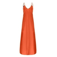Bazyrey ženske čvrste ljetne haljine Plus Size Ležerne trendi haljine A kroja bez rukava narandžasta 5XL