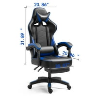 Ergonomska okretna stolica za igranje, plava i Crna