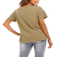 Abtel ženska majica kratki rukav ljetni vrhovi Jednostruka majica ženska labava plaža pulover žuta braon