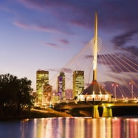 Gradski Horizont, Crvena Rijeka I Provencher Most U Sumrak, Winnipeg, Štampa Postera Manitoba