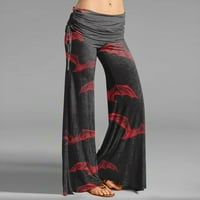 Ženska Moda Halloween Print Casual rasplamsane pantalone sa vezicama široke pantalone