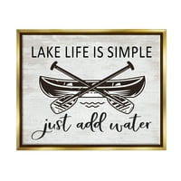 Stupell Industries Lake Life Kanu Rustikalna tipografija kabine grafička Umjetnost metalik zlato plutajuće