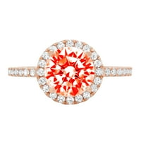 1.86 ct okrugli rez crveni simulirani dijamant 14k rose gold godišnjica angažmana halo prsten veličina 8.5