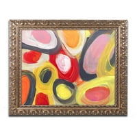 Zaštitni znak likovne umjetnosti 'šareni apstraktni krugovi 3' umjetnost na platnu Amy Vangsgard, Zlatni