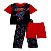 Spider-Man Boys Super Mekani kratki rukav, duge hlače i kratke hlače, 3-komadni Pajama set, veličine 4-10