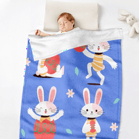 Easter Rabbit Bunny Flanel Deka Sa Jastučnicama Za Kancelariju, Krevet, Sofa Ultra-Meka Udobna Ćebad Uskršnji